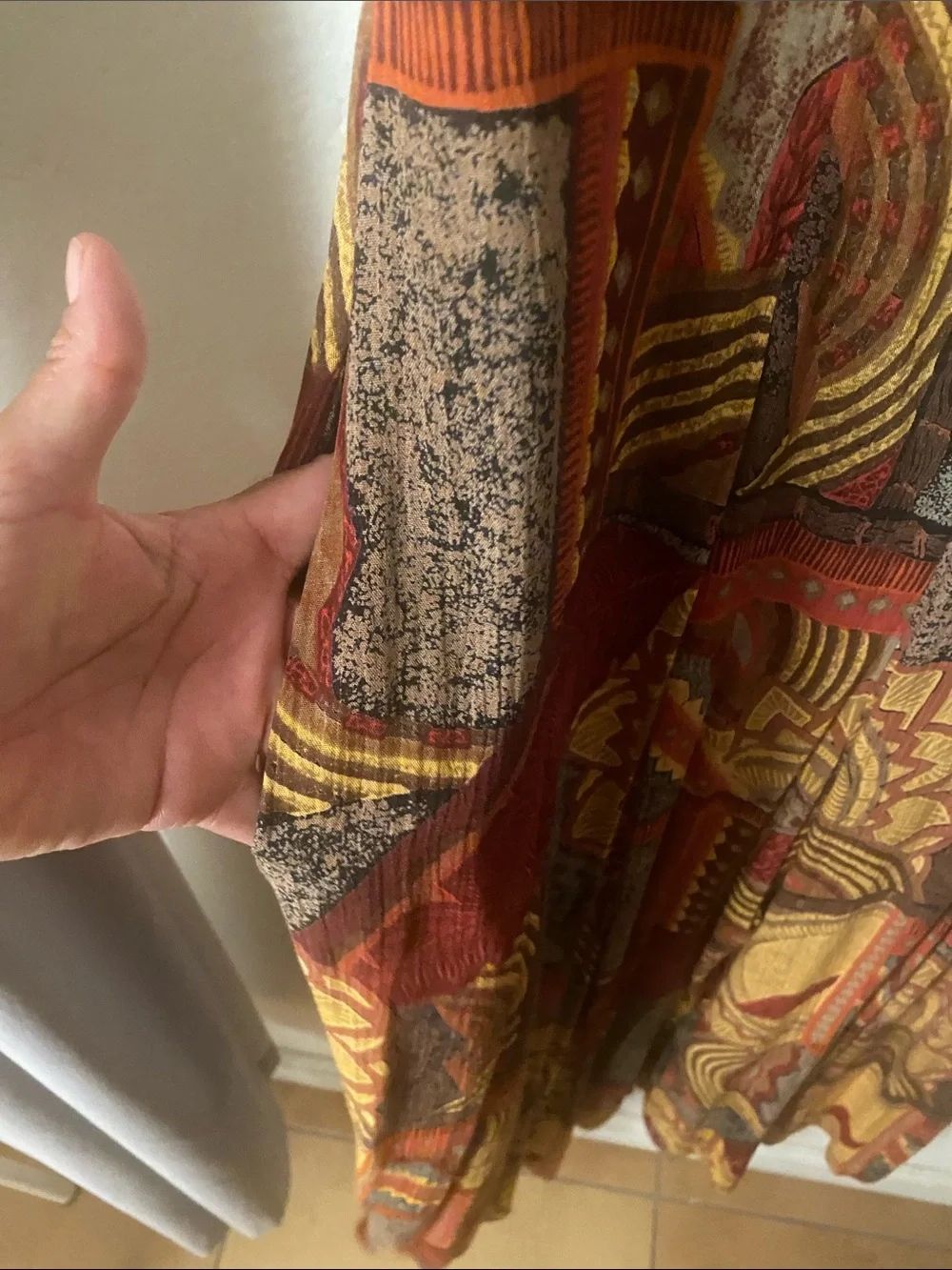 Abstract Print Short-Sleeve Maxi  jumpsuit in Rust Multi - Picture 3 of 8